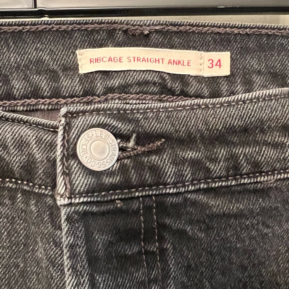 Levi’s RIBCAGE STRAIGHT ANKLE TAILORED WOMEN'S JEANS Black Denim Jeans - Picture 3 of 11